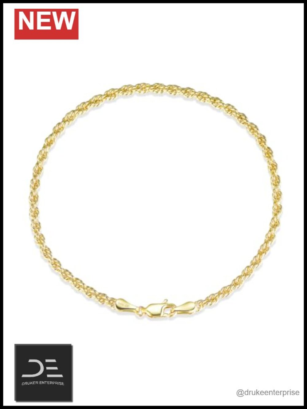 14K Gold Filled Twisted Rope Chain Bracelet Women Men